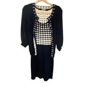 Carmen Marc Valvo Women's Blue/White Knit Dress with Sweater Size S